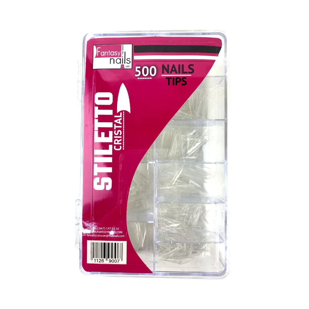 Caja de tips stiletto cristal de 500 pzs Fantasy Nails