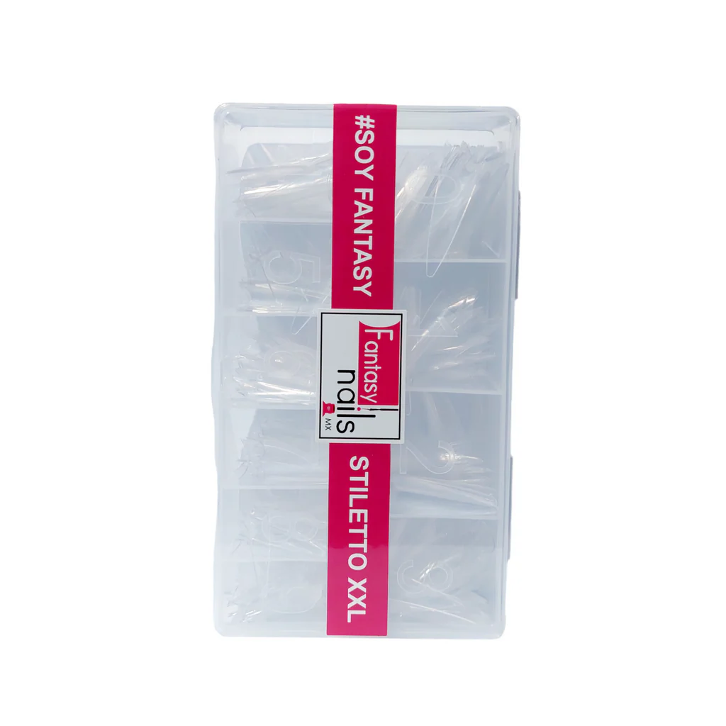 Caja de tips stiletto xxl cristal 500 pzs Fantasy Nails